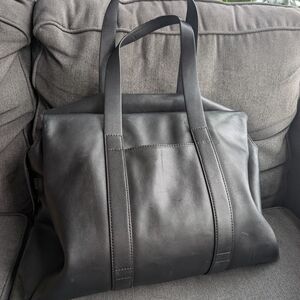 Black Leather Duffle/Weekender Bag